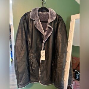 Axel Wears Black Leather (Faux textured) Jacket